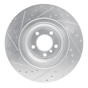 BMW ALPINA B7 Brake Rotor (1) - Rear Right - R1 Concepts - Drilled & Slotted - Silver - `07-`08